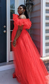 True Elegance Off Shoulder Tulle Dress